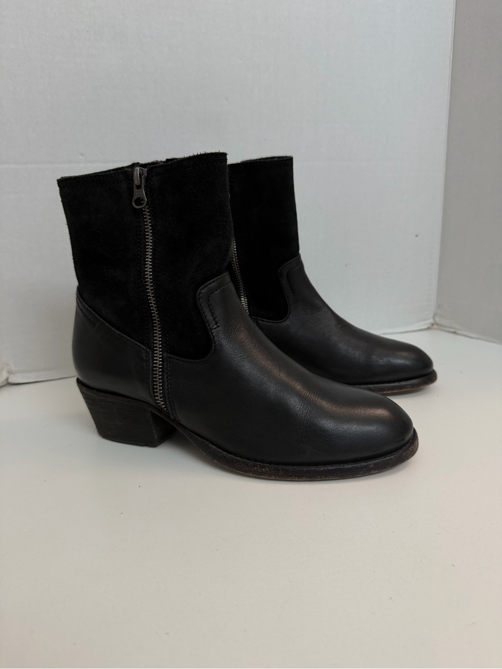 H by Hudson Riley Boots Leather Zippers Western Festival Cowgirl Boho Black